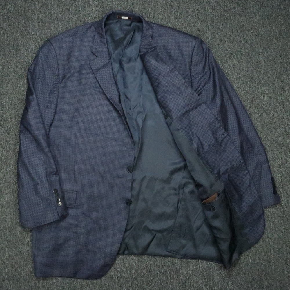 Peter Millar Blazer Men 50T Blue Wool Gingham‎ Double Vented Suit Jacket Coat * - Picture 3 of 16